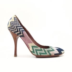 MISSONI Chevron Knit Multi-Color Pumps Italy 38.5